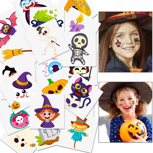LOMIMOS Halloween 120PCS Temporary Tattoo,Waterproof Removable Stickers for Children Adults Party Favors Festival Decoration