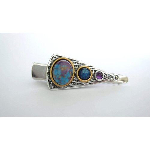 Generic Small turquoise blue and purple stone metal alligator hair clip fine thin hair