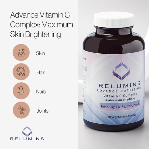 Relumins Advance Vitamin C - MAX Skin Brightening Complex with Rose Hips & Bioflavonoids - 60 Capsules