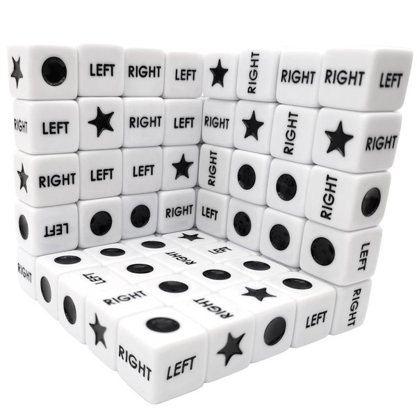 Ahoper 50 Pieces Left Right Center Dice Only 50 Dices Left Right Center Dice Game Prime Dice Only,Left Right Center Bulk,16mm Standard Size, Easy to Grip.