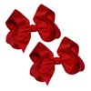 WD2U Girls Set of Two 4" Solid Grosgrain Pigtail Hair Bows French Clip Barrettes Red