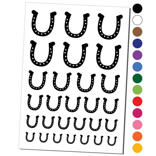 Horseshoe Lucky Temporary Tattoo Water Resistant Fake Body Art Set Collection - Hot Pink (One Sheet)