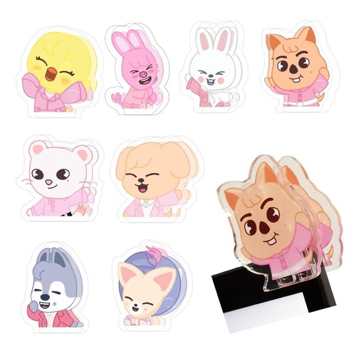 8pcs Stray-Kids Hair Clips Set,Stray-Kids Merch multifunctional Clips Badges,Skzoo Gift for Backpack Bag Book