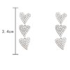 Sttiafay Vintage Heart Drop Earrings Long Heart Dangle Earrings Triple Heart Stud Earrings Silver Love Heart Earrings Jewelry for Women