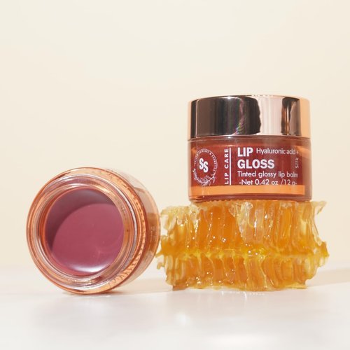 All natural lip gloss - for dry, chapped, sensitive lips | with grassfed tallow, Castor oil, CoQ10, Hyaluronic Acid and Silk - Ultra Moisturizing, Conditioning, Organic (0.5 fl oz/15 mL) (Cool Rose)