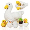7 Pcs Duck Stuffed Animals Sets, Mommy White Duck Plush Toy with Stuffed Ducklings and Eggs in Zippered Belly Pouch, Duck Plushie Gifts for Christmas Girls Boys Birthday Surprise Farm Party Decors