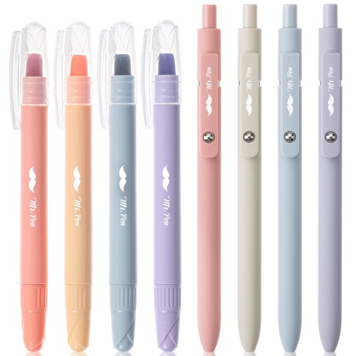 Mr. Pen- Bible Highlighters and Pens No Bleed, 8 Pack, Pastel, Gel Highlighters, Bible Pens No Bleed Through, Bible Highlighters No Bleed, Bible Journaling Kit, Bible Pens and Highlighters No Bleed