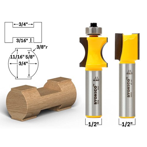 YONICO 13210 2 Bit Log Cabin Building Block Toy Router Bit Set 1/2-Inch Shank