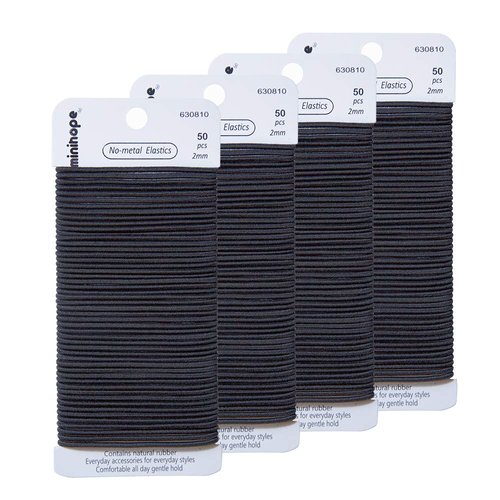 minihope Women's Hair Elastic Thick Tie, Black, 200 Count (Pack of 1), 2MM for for thin to medium thick hair.Value pack.……