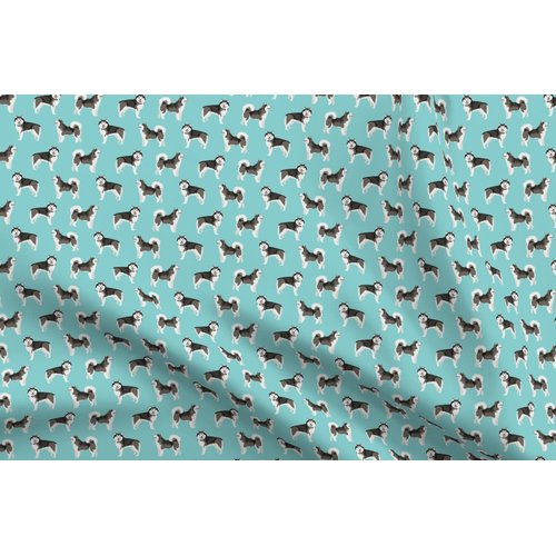 Spoonflower Fabric - Alaskan Malamute Simple Dogs Portrait Breeds Pets Puppy Pet Printed on Denim Fabric Fat Quarter - Bottomweight Apparel Home Decor Upholstery