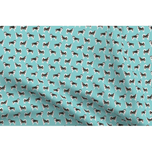 Spoonflower Fabric - Alaskan Malamute Simple Dogs Portrait Breeds Pets Puppy Pet Printed on Denim Fabric Fat Quarter - Bottomweight Apparel Home Decor Upholstery