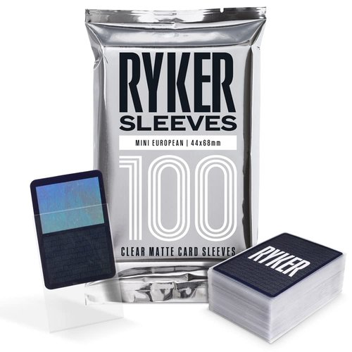 Ryker Sleeves Mini European Board Game Sleeves Protectors (100 Qty, Clear, 44x68 mm)