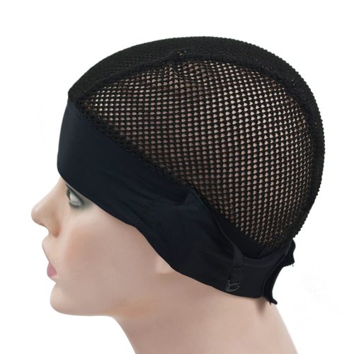 YTBYT 2 Pcs Headband Wig Caps Adjustable Big Hole Mesh Wig Grip Cap Ice Silk Material for Making Headband Wigs (Big Hole Caps)