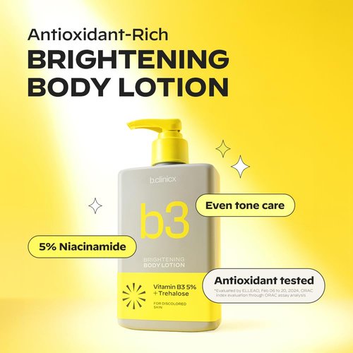 b.clinicx Niacinamide 5% Brightening Body Lotion (10.14 fl oz / 300ml) – Christmas Gifts, Stocking Stuffers, Even Skin Tone Antioxidant-Rich Lotion, Vitamin C Lotion, Body Moisturizer, Korean Skincare