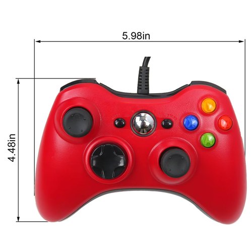 USonline911 Wired Controller Replacement for Xbox 360 Joypad Vibration Gamepad Joystick for PC Controller for Windows 7/8 / 10(Red