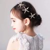 8 Pcs Starfish Hair Clip Seashell Hair Clips, Pearls Crystal Hair Clips, Bride Wedding Head Pieces Ponytail Holder Hair Accessories for Women and Girls