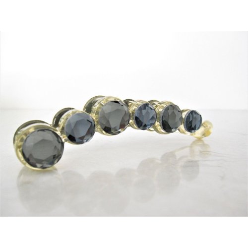 Clear or gray art deco sparkly banana hair claw clip with rhinestones (Primary color: Gray)