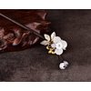GK-O Japanese White Flower Tassel Wooden Hairpin Hair Stick Kimono Jewelry
