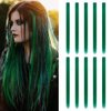 20 Inch Colored Clip in Hair Extensions 10pcs Straight Hair Synthetic Hairpieces for Party Highlight Green