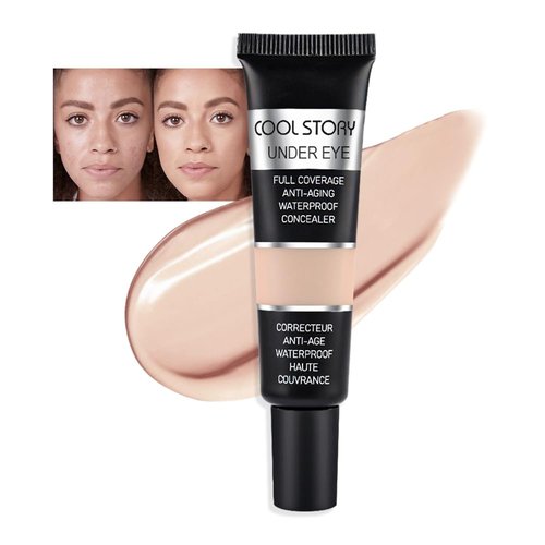 Kaely under Eye Concealer Full Coverage,Waterproof Concealer for Dark Circles,Puffiness,Redness,Cream Foundation Eye Brightener Serum,Color corrector de ojeras,Anti Aging,Natural Matte Finish,Medium