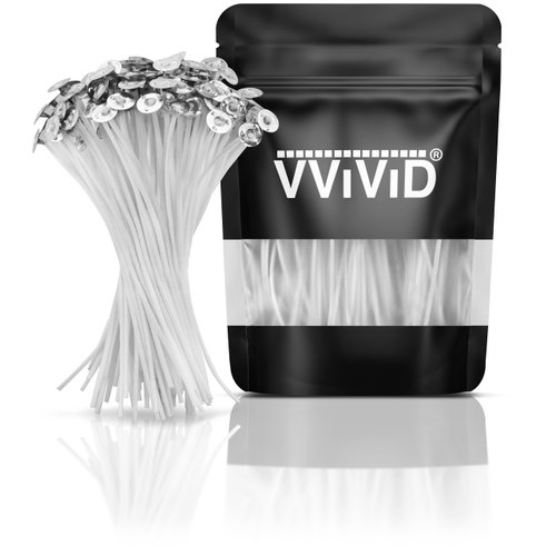 VViViD Candle Wicks, 120 pcs 6” inch, Pre-Waxed, Supplied in A Candle-Making Bag Used to Melt Wax