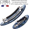 Camila Paris CP2984 French Hair Barrette Clip Handmade Oval Blue, Strong Hold Grip Hair Clips for Women, No Slip Rubberized Metal Closure, Durable Styling Girls Hair Accessories, Made in France