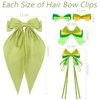 AHONEY 5 Pack Green Hair Bows for Girls Hair Clips, Satin Hair Bow Princess Dress Up Hair Ribbons Cute Bow for Hair Accessories for Girls Women Princess Birthday Party Favors Decorations Gifts (Tiana)