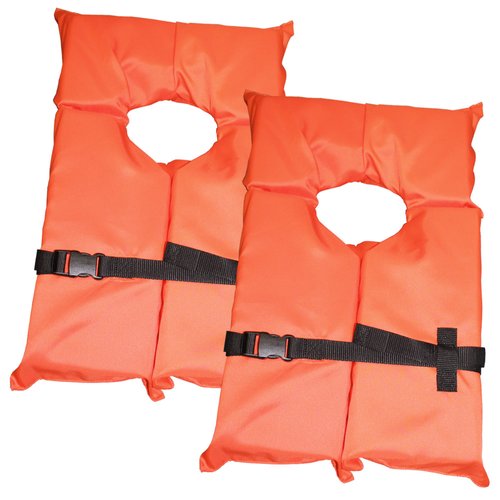 Hardcore Coast Guard Approved Life Jackets for Adults. Orange Color Type II Keyhole Life Vest in Classic May West Style. Compliance Life Vests and Flotation Device (2 Pack)