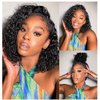 Youngirl Deep Wave Headband Wig Human Hair 12 Inch Curly Headband Wigs for Black Women Human Hair Glueless None Lace Front Wigs Brazilian Virgin Hair Wig Machine Made 150% Density Natural Black Color