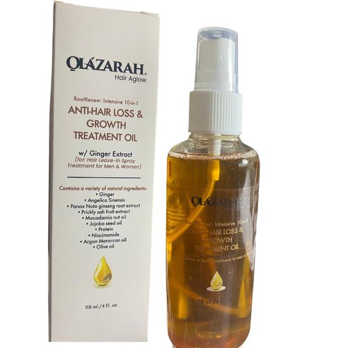 OLAZARAH RootRenew Intensive 10-in-1 Anti-Hair Loss & Growth Treatment Oil w/Ginger Extract (for: Hair Thickening Men & Women), 4 Fl. oz