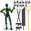 【Assembled】 T13 Action Figure Set, Giant Sword Titan 13 Robot Action Figure 3D Printed robo 13 Action Fidget Toys Figure Articulated, Dummy13, T13 for Collectors Desktop Decorations (Black-Green)