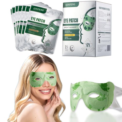 QINFENG 18 Packs Steam Eye Masks for Dry Eyes Hollow Spa Warm Eye Mask, Heated Eye Mask Reduce Puffiness & Dark Circles, Hydrate & Soothe Tired Eyes, Travel Essentials Business Trip (Unscented)