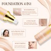Colour Changing Foundation Liquid 4 in 1, Oil-free BB Cream Makeup, Hydrating Longwearing & Waterproof Concealer, SPF 50+ Makeup Base Nude Face, Foundation Medium Spectrum for all Skin(30ml)