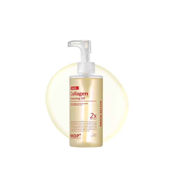 MDP RED LACTO COLLAGEN CLEANSING OIL 2.0, Pore Cleanser, Deep Cleansing, 6.76oz/200ml,Daily Makeup Remover, Blackhead Melting, Gentle Oil Cleanser, Korean Facial Cleanser