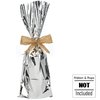 MT Products Metallic Mylar Wine Silver Gift Bags for Bottles Sparkle Look - Great for a Wine Pull - (25 Pieces) (Ribbon and Rope Not Included)