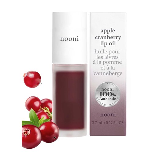 NOONI Korean Vegan Lip Oil - Applecranberry | Lip Stain, Stocking Stuffers, Refreshing, Tinting Dry Lips with Apple Seed Oil, Jojoba Seed Oil, Cranberry Extract, Vegan, 0.12 Fl oz (Brick Red)