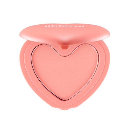 Lilybyred LUV BEAM CHEEK(AD) (01_Loveable Coral) - Heart Shaped Powder Blush with Shimmer, Natural-Looking Flush, Long-Lasting Radiance, Korean Beauty