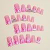 24 Pcs Duck Nails Press on Pink French Tips Press on Nails Duck Feet Style False Nails with Rhinestone ＆ Cherry Designs Glossy Duck Nail Tips Gel Acrylic Manicure False Nails Kit