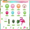 132Pcs Tropical Flamingo Balloons Garland Kit, Flamingo Foil Balloons Green Pink Aqua Blue Confetti Balloons Palm Leaves Baby Shower Hawaiian Luau Birthday Party Decorations Supplies