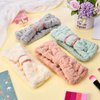 WILLBOND 4 Pack Microfiber Headbands Spa Facial Headbands Makeup Headbands Elastic Terry Cloth Head Wrap for Women Girls Washing Face Makeup Shower Yoga Sports (Pink, Green, White and Grey)