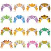Sinmoe 32 Pcs Dinosaur Party Hats Dinosaur Birthday Party Supplies Paper Dino Party Hats Crown Tiara Dinosaur Birthday Hat Headband with 32 Adjustable Ropes for Dinosaur Party Decorations, 16 Styles
