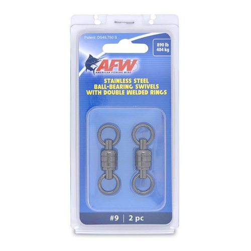 American Fishing Wire Stainless Steel Ball Bearing Swivels with Double Welded Rings, Size #9, 890 lb / 404 kg Test, Gunmetal Black, 2 pc