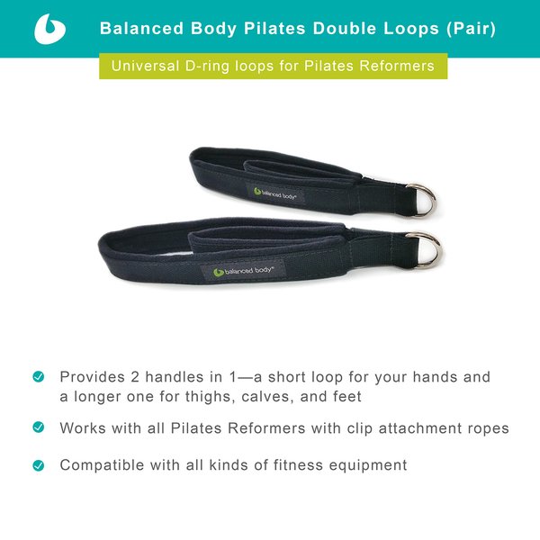 Balanced Body Double Loops, Padded Hand and Foot Straps with D Rings, Comfortable Accessories for Pilates Equipment, Workout Equipment for Home Gym or Studio Use, 1 Pair