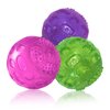 PJDH 3'' Squeaky Dog Toy Balls for Lagre Medium Puppy, Indestructible Dog Balls for Playing, Fetching & Retrieving, Durable Aggressive Chewers, 3 PCS Green+Purple+Red