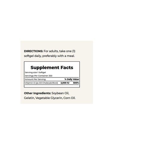 Nature's Bounty Vitamin D, Immune Support, Vitamin Supplement, 2000 IU, 50 mcg, Softgels, 350 Ct