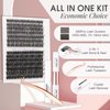 Miufffue 3D Fluffy Eyelash Extension Kit DIY Lash Clusters Kit 280Pcs Individual Lashes with Lash Bond and Seal, Lash Remover, Lash Applicator Tool for Beginners (40D+60D, CC Curl, 10-16mm MIX)
