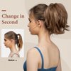 CJL HAIR Claw Clip Short Ponytail Hair Extensions Bendable Metals Messy Bun Hair piece Wavy Curly Fake Hairpieces (Dirty Blonde, Straight,8inch)
