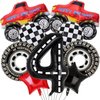 Truck Party Decorations, 9pcs Truck Birthday Number Foil Balloon for Truck 4th Birthday Race Car Theme Party Supplies (4th)