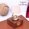 Antique Retro Compass Functional Marine Compass with Brown Wooden Box, 2 inches Shiny Brass Finish