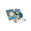 Polite Society Recipe Cards and Box Set - 24 4x6 Recipe Cards - Durable Tin Box - Sky Blue Floral Print with Gold Finish - Keep Recipes Protected and Organized